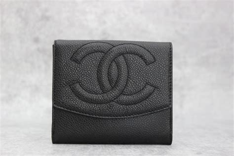 chanel short wallet black caviar|CHANEL Wallet Bifold Short Card Purse Caviar skin Leather Black .